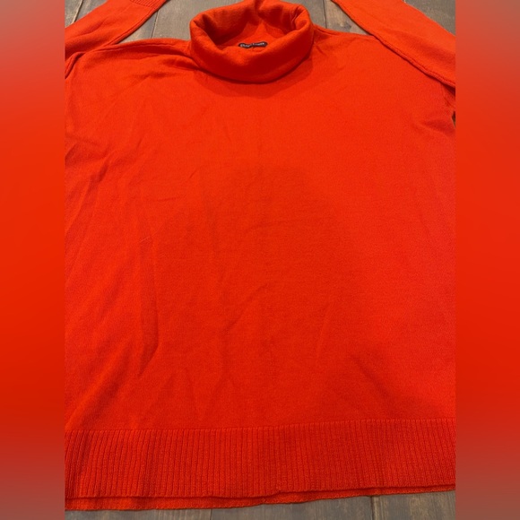 Eileen Fisher Women’s Solid Orange Turtleneck 100% Merino Wool Sweater Size: Med - Picture 2 of 7